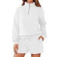 thumbnail image 4 of SGMVNU Fall Outfits for Women 2025 Fashion Quarter Zipper Sweatshirt Pullover and Shorts Set Sweatsuits 2 Piece Tracksuit(White, XL), 4 of 9