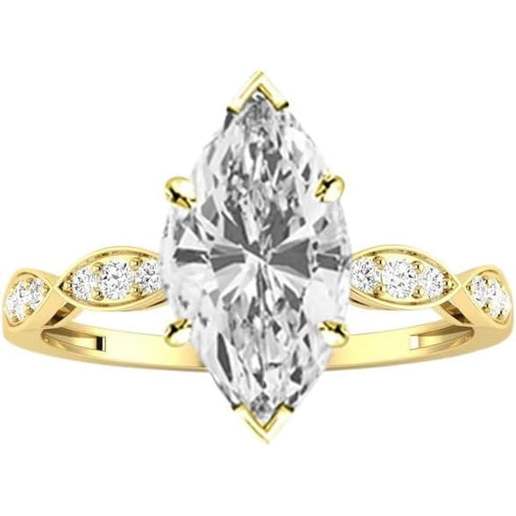 beryl_creation 1.27 Ct Marquise Cut White Diamond Engagement Wedding Halo Ring 14K Yellow Gold Plated 925 Sterling Silver For Women's -6.5