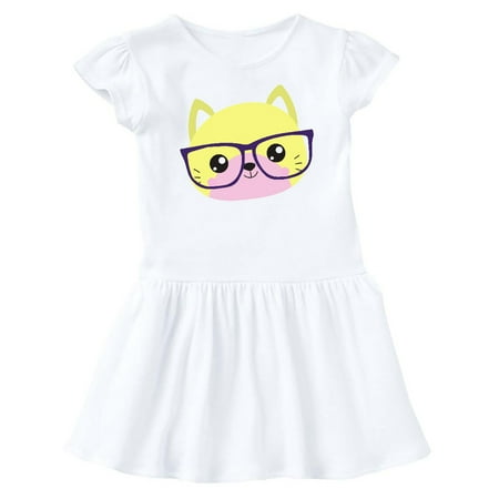 

Inktastic Yellow Cat Hipster Cat Cat With Glasses Gift Baby Girl Dress