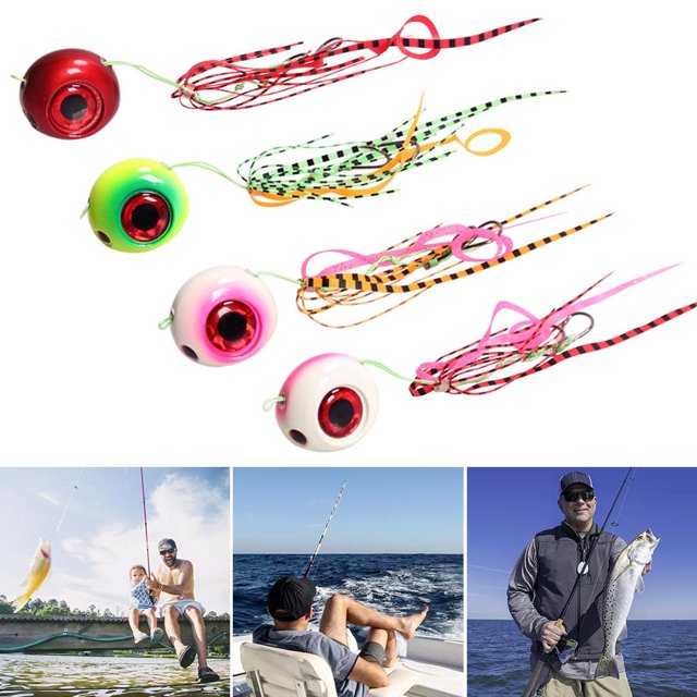 4x Pesca Pesca Silicona s DIY Cabeza de Seures con Ojos 3D, agua de salada Pesca de Agua Dulce Accesorios de Cebo Aparticulos 80g DYNWAVEMX Anzuelos de pesca de cabeza