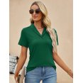 thumbnail image 5 of ZHENWEI Womens Collared Casual Short Sleeve V Neck Polo T Shirts Loose Tunic Tops Blouses with Pocket, 5 of 7