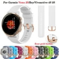thumbnail image 2 of Venu 2S Silicone Watch Band For Garmin Vivoactive 4S 3S /Move 3S /Rey Rose Gold Buckle 18mm Bracelet Forerunner 255S 265S Strap powder For Vivomove 3S, 2 of 6