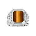 thumbnail image 1 of RYLOS Men's Rings Sterling Silver Ring With Diamonds and TIGER EYE Set in Designer Nugget Style Rings For Men Size 11, 1 of 8