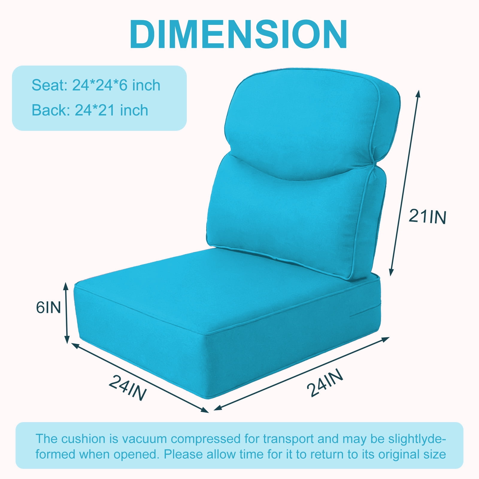 Outdoor Deep Seat Cushion 24 X 24 X 6 in, Patio Rattan Rocker Cushion, Waterproof & Fade Resistant Patio Furniture Cushions for Wicker Chair, Sofa, Couch