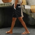 thumbnail image 2 of Women's Soft Cotton Blend High-Waisted Casual Shorts, Pull-On Elastic Waistband with Drawstring, Side Pockets for Essentials, Tummy Control Fit for Flattering Shape, Everyday, 2 of 7