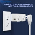 thumbnail image 6 of ELEGRP USB Wall Outlet Extender, Multi Plug Outlet Splitter with Two USB A Ports 21W, Electrical Outlet Extender Wall Tap for Travel, Home and Office, 125V, ETL Listed, White, 2 Pack, 6 of 8