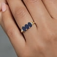thumbnail image 4 of Gem Stone King 1.69 Cttw Oval Blue Sapphire and Lab Grown Diamond 3-Stone Ring for Women | 925 Silver and 10K Yellow Gold | Gemstone Birthstone | Available in Size 5, 6, 7, 8, 9, 4 of 4