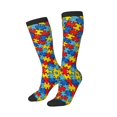 thumbnail image 2 of Womens Autism Awareness Puzzles Knee High Socks Comfy Thermal Boot Long Socks, 2 of 7