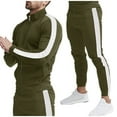 thumbnail image 2 of VBTAPA Track Suit for Men 2 Piece Set Side Striped Zipper Jacket Elastic Waist Pants Suit Color Block Casual Sweatsuit Athletic Jogging Matching Sets with Pockets Prime Sales Today Army Green XXXL, 2 of 8