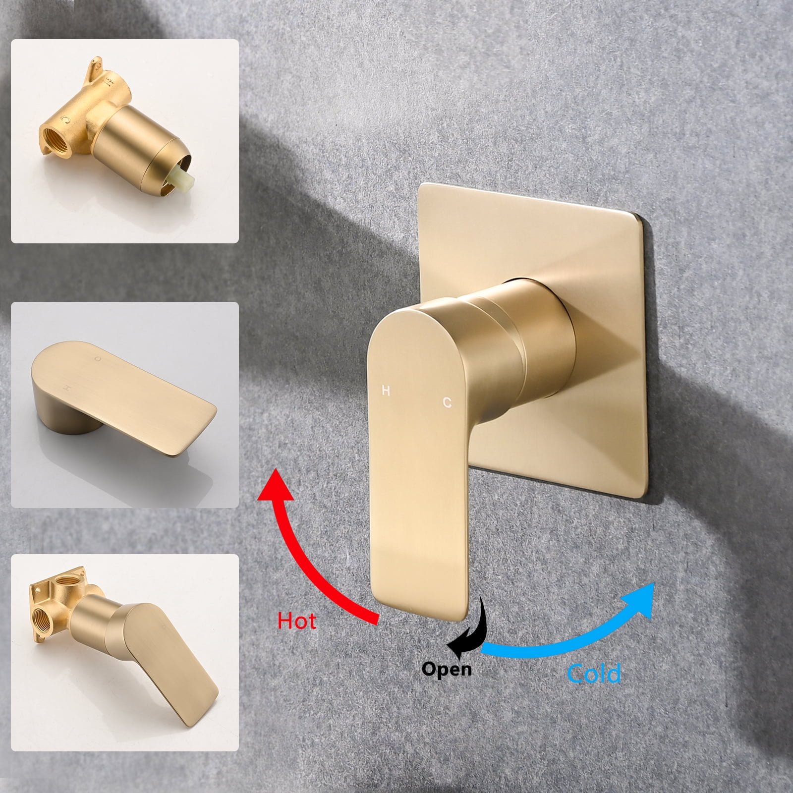 Cerypsa Single Handle Brushed Gold Waterfall Bathroom Sink Faucet, Bathtub Basin Faucet