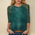 thumbnail image 2 of Towmus Womens Tops Elbow-Length Graphic Crew Neck Women's Casual 3/4 Sleeve T-Shirts Cute Tunic Tops Basic Tees Blouses Loose Fit Pullover Shirt, 2 of 4