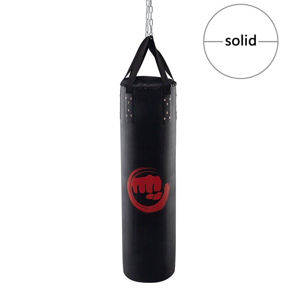 120/35cm Heavy Kick Boxing Unfilled Leather Punching Bag with Chain and Hooks 