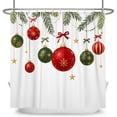 thumbnail image 5 of Nanqianyi Christmas Ornament Pine Shower Curtain with Hooks,Polyester Waterproof Winter Holiday Bath Decor,36"x72", 5 of 6