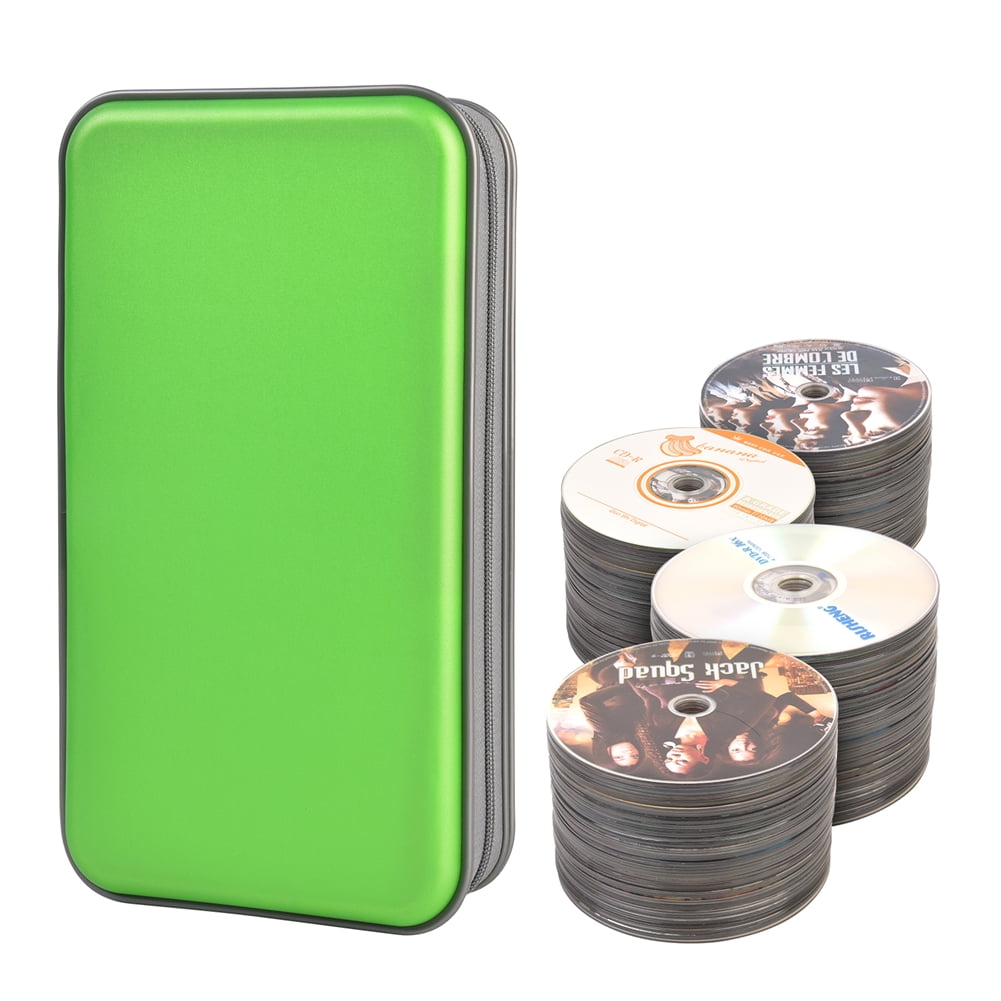(2 pack) 96 Capacity CD Case,Green Hard Plastic CD/DVD Holder Portable Wallet