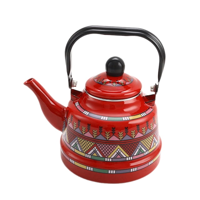 Tetera de agua, jarra de agua, fácil de llenar, 1,7 litros, tetera esmaltada, jarra de agua para decoración del hogar, sala de estar Rojo