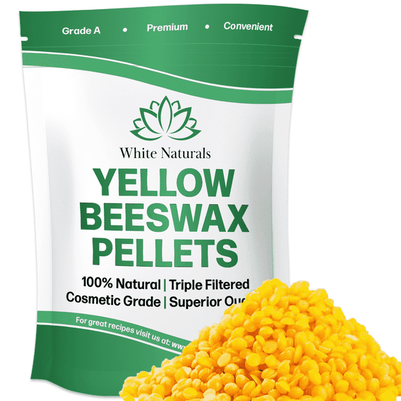 Organic Beeswax Pellets 8 oz, Yellow, Pure, Cosmetic Grade, Bees Wax Pastilles, Triple Filtered, Great For DIY Projects, Lip Balms, Lotions, Candles By White Naturals