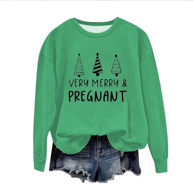 Birdeem Chandail de Noël pour Femmes Col Rond Imprimé Ample Manches Longues Sans Capuche