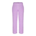 thumbnail image 4 of Arnsht Womens Classic Plaid Pants Cotton Plaid Lounge Pants Outdoor Casual Elastic Waist Straight Leg Pants With Pockets Purple L, 4 of 6