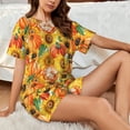 thumbnail image 4 of Fotbe Pumpkins And Sunflowers Print Pajama Set for Women 2 Piece Loungewear Short Sleeve Tops and Shorts Set Soft Sleepwear-Medium, 4 of 7