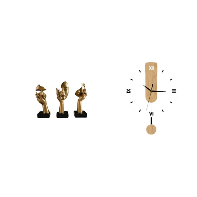 Estatuas de pensadores,Estatuas de pensadores,esculturas de arte abstracto para mesa,Reloj de pared,Reloj de pared decorativo para baño o dormitorio,Reloj de pared redondo silencioso,sin