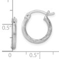 thumbnail image 4 of Sterling Silver Rhodium-plated 2mm Satin & Diamond Cut Hoop Earrings, 4 of 4