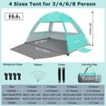 thumbnail image 4 of Venustas UPF 50+ Beach Tent, Easy Setup Sun Shelter for 3/4/6/8 People, Windproof Outdoor Canopy Shade with Portable Carry Bag, 4 of 9