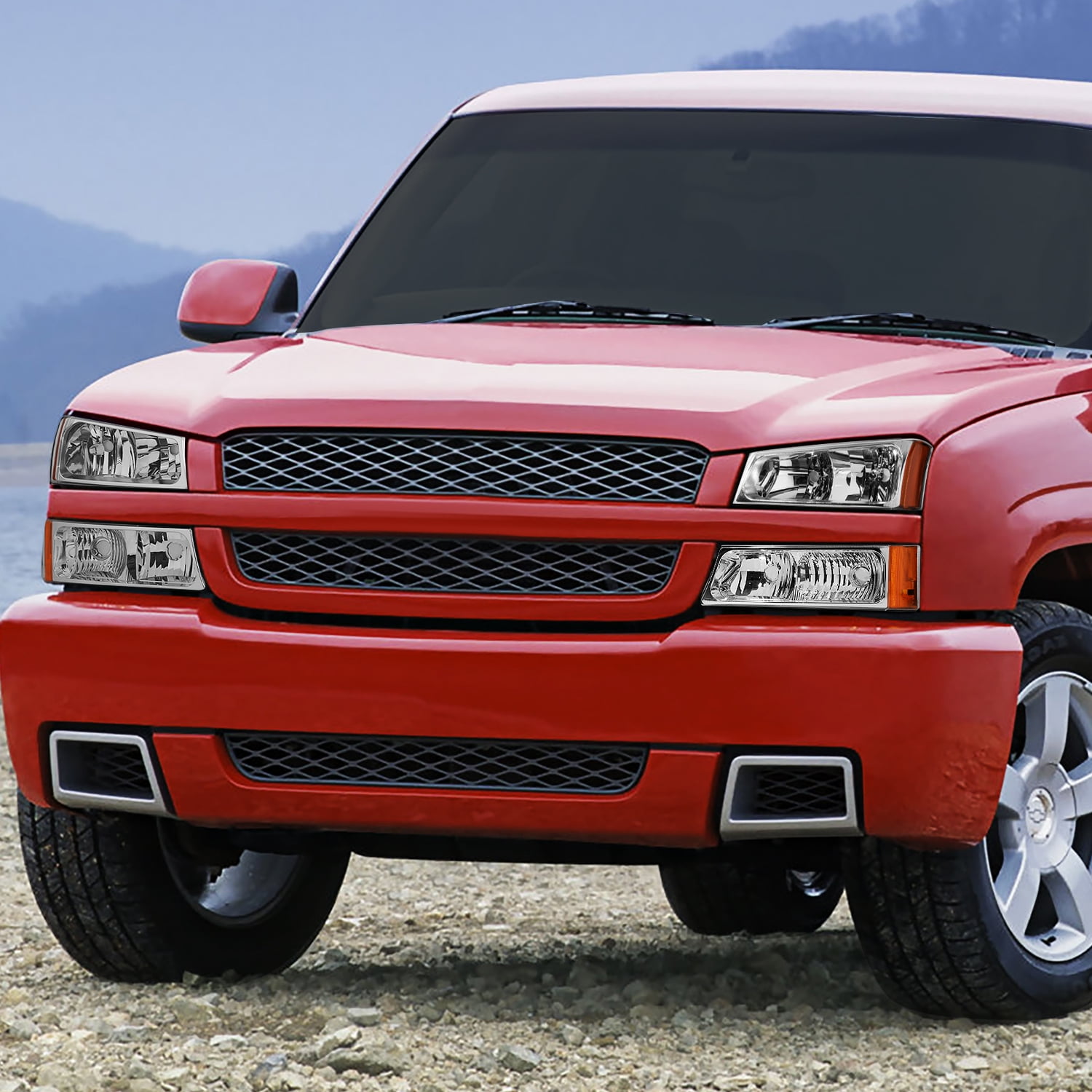 DNA Motoring For 03-06 Chevy Silverado 1500-3500 Avalanche Headlight Bumper Lamps Chrome Amber Pair