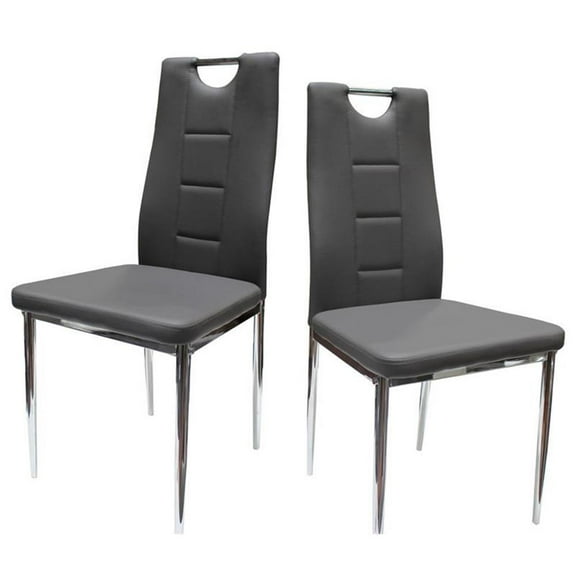 Bowery Hill Faux Leather Upholstered Side Chair - Gray (Set of 2)