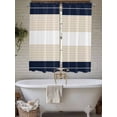 thumbnail image 7 of Bedroom Curtains 63 Inches length, Navy Beige Striped Window Treatment Curtain Drapes, Gradient Geometric Blue White Rod Pocket Curtain Panels for Living Room Kitchen, 42"x63", 2 Panels, 7 of 7