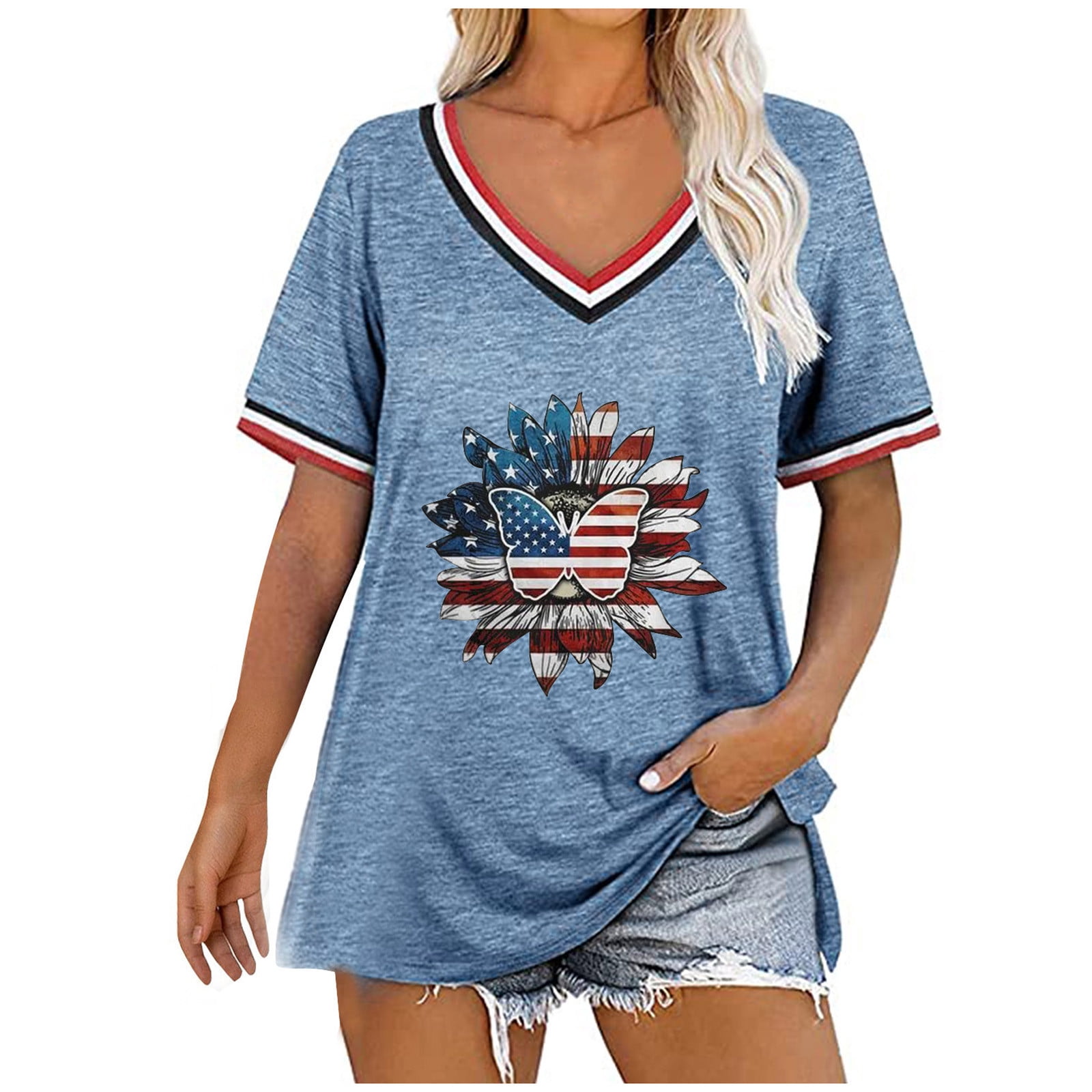Aueoeo Patriotic shirts tops 4th of 