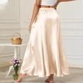 thumbnail image 4 of Stamzod Women's Satin Skirts Dressy Casual Midi Long Length Silk High Waist Elastic Skirts Beige M, 4 of 4