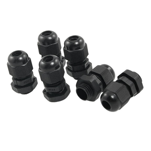 3-6.5mm Cable Waterproof PG7 Plastic Glands Black 6 Pcs