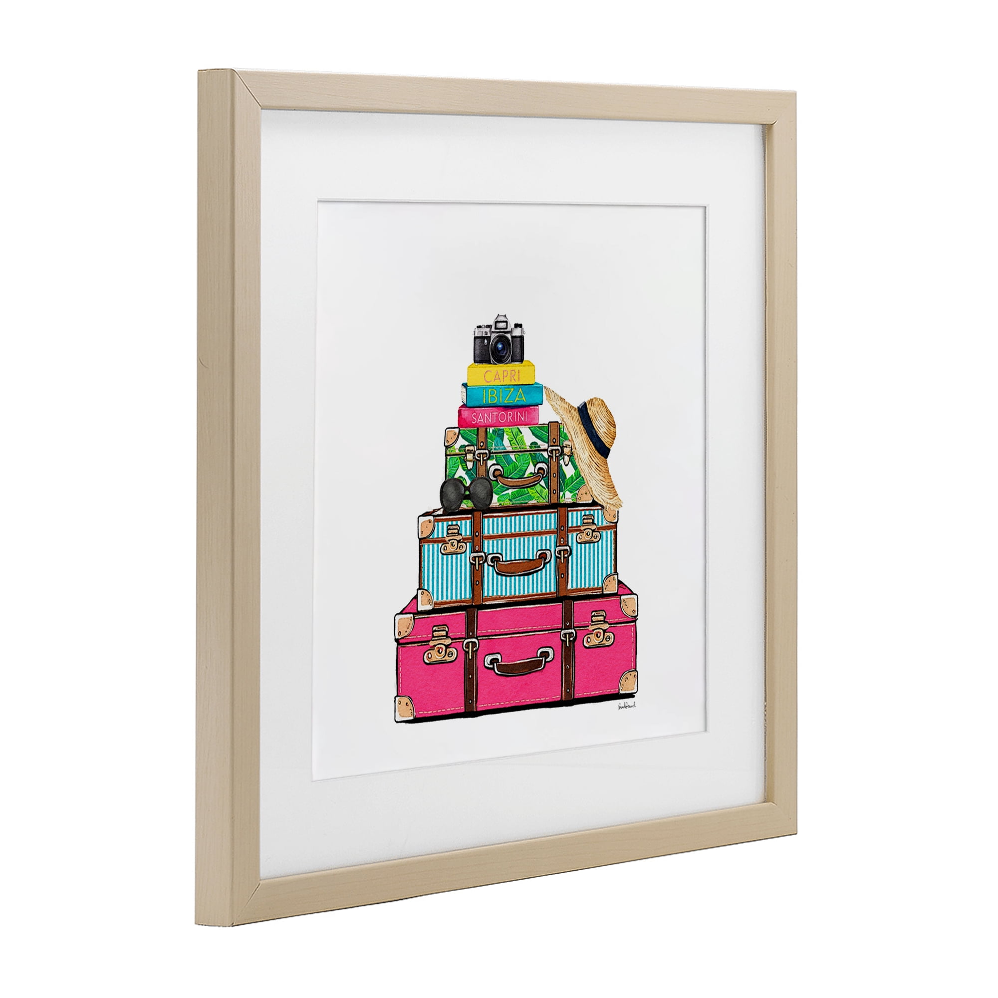 Stupell Industries Glam Travel Suitcases Birch Framed Print Under Glass, design by Amanda Greenwood