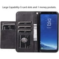 thumbnail image 2 of Wallet Case for Samsung Galaxy S8 Plus, 5 Card Slots Magnetic Closure Zipper Pocket Handbag PU Leather Flip Case with Wrist Strap TPU Kickstand Cover for Samsung Galaxy S8 Plus - Black, 2 of 14
