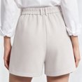 thumbnail image 6 of Favoffer Women High Waist Tailored Shorts Straight Leg Business Casual Bottoms Solid Color Elastic Waist with Functional Side Pockets for Office Daily, 6 of 9