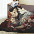 thumbnail image 6 of Honeii Flower Cat Couple Print Fleece Blanket - Throw Blanket for Bed, Sofa, Couch, Camping, and Travel , Microplush Ultra Soft Warm Blanket-60"x50", 6 of 7