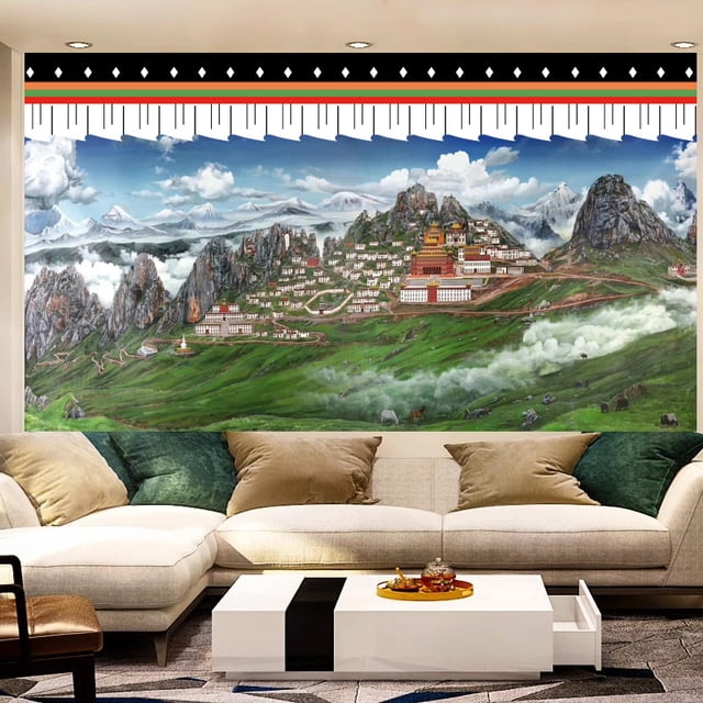 Tapiz Potala Palace Thangka de estilo tibetano, 155 x 85 cm, microtela
