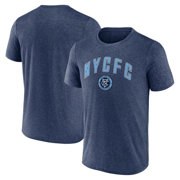 Men's-Fanatics  Heather Navy New York City FC Drop Kick T-Shirt