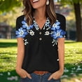 thumbnail image 2 of Zpanxa Blouse Chic Grande Taille à Col en V à Manches Courtes Imprimée Boutonnée Haut Tendance, 2 of 7