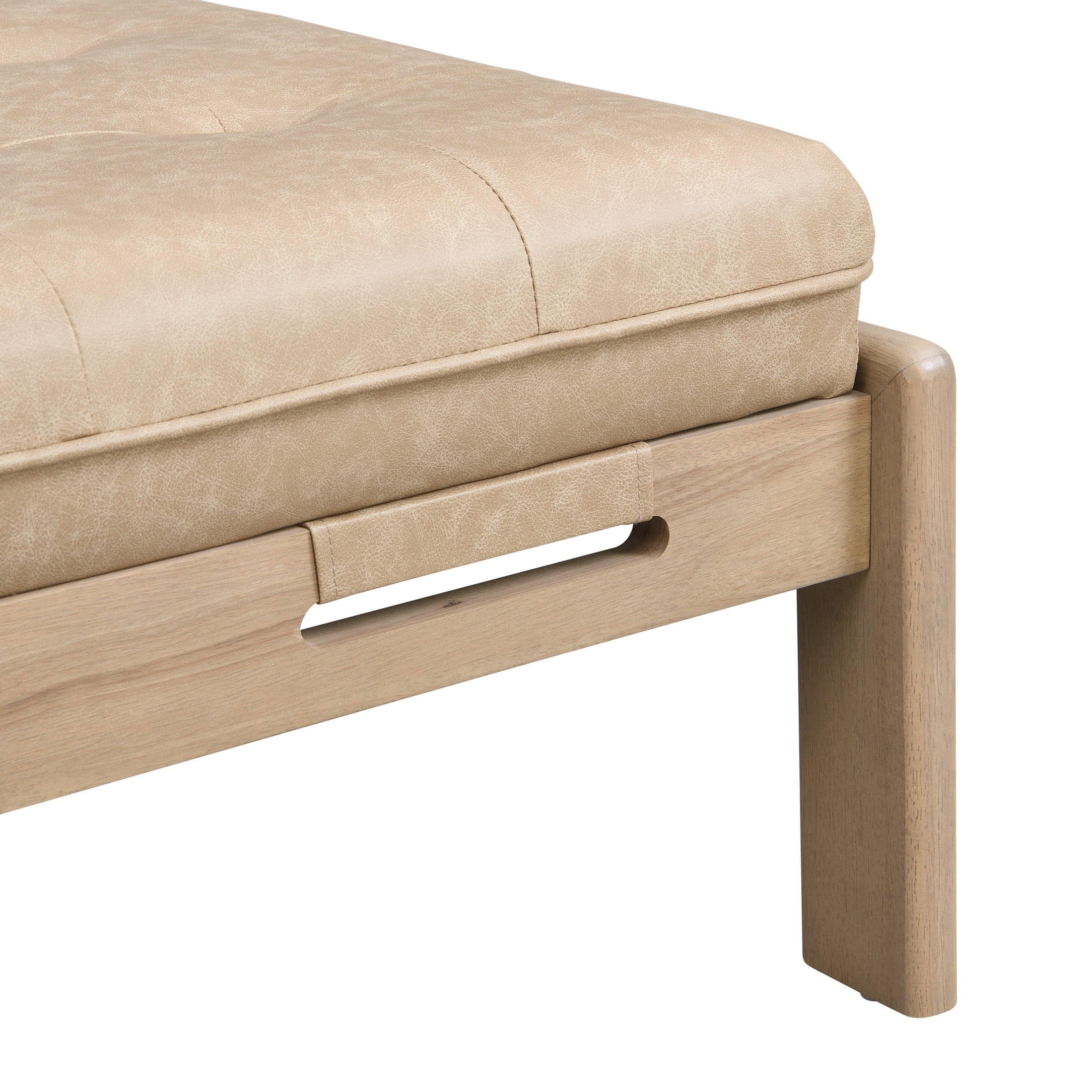 Christopher Knight Home Modern 48.4" Ottoman Bench, PU Leather Button-Tufted Cocktail Ottoman, Taupe Brown