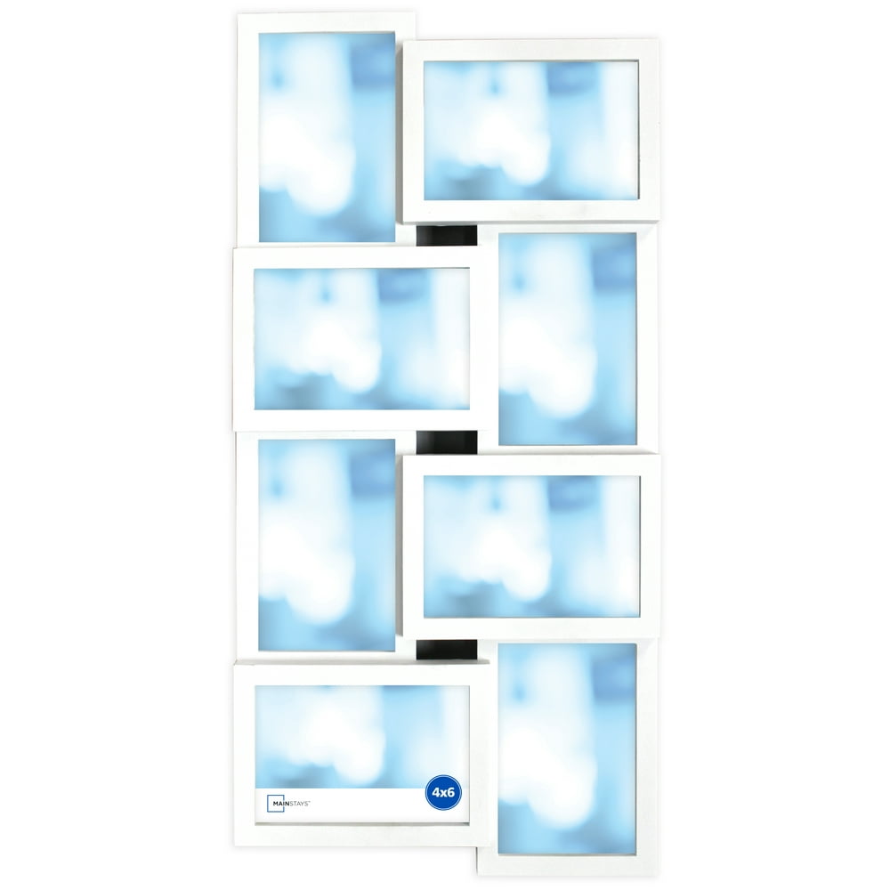 Mainstays 8Opening 4” x 6” Linear White Collage Photo Frame Walmart