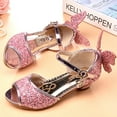 thumbnail image 5 of AUNVITO Kids Shoes New Girls' Sequin Bow Sandals Princess Shoes Shoes High Heels Princess Crystal Shoes, 5 of 6