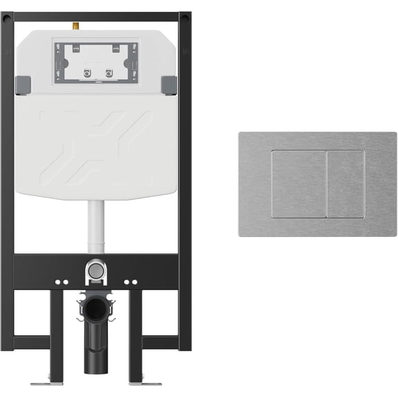 Concealed Toilet Tank Carrier, Eridanus In-Wall Toilet Tank Carrier System with Brushed Stainless Steel Actuator Plate, 0.8 GPF/1.6 GPF Dual-Flush, for Wall Hung Toilet (2 x 4 Studs)