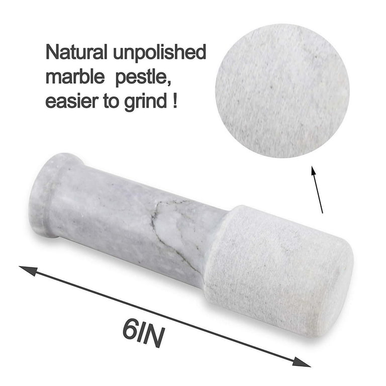 Large Seasoning White Marble Mortar and Pestle Polished Granite Crush Set  5.75IN EHD 1