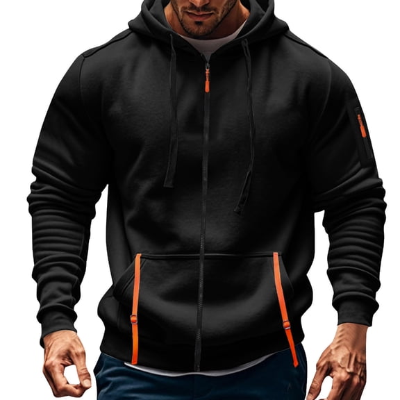 ROZYARD Men's Athletic Hoodie Jacket Long Sleeve Full Zip Sweatshirt with Zip Pockets