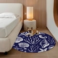 thumbnail image 3 of Summer Marine Life Round Living Room Rugs 7 ft, Line Drawing Ocean Shell Starfish Sea Conch Seaweed Washable Area Rug with Non-Slip Sturdy Edge Binding Round Carpet for Kitchen Office Bedroom, 3 of 9