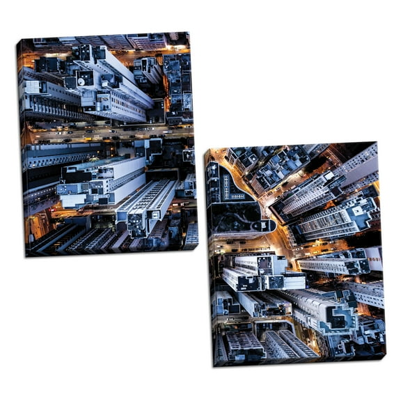 Gango Home Decor Vertical Hongkong I & II by PhotoINC Studio (Ready to Hang); Two 12x16in Hand-Stretched Canvases