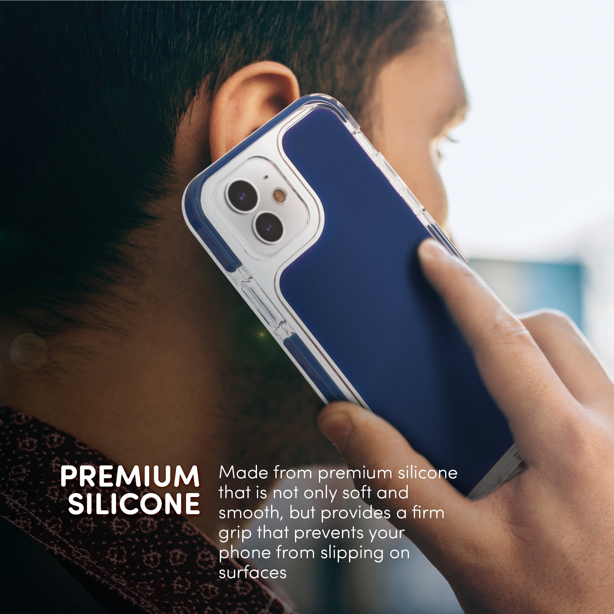 iHome Velo Silicone Impact Case for iPhone 12/12 Pro, Navy