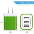 thumbnail image 5 of Wall Charger,USB Charger Adapter,3.1A/3Pack Muti Port Fast Charging Station Power Charge Base Block Plug,Green, 5 of 7