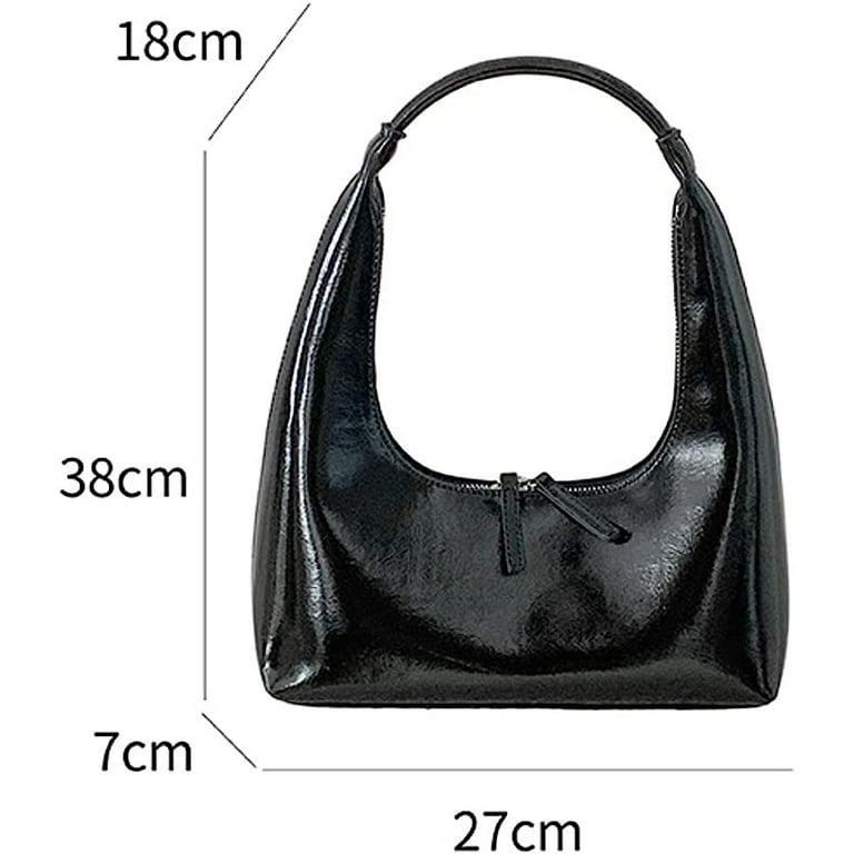 Black Leather Shoulder Bag Small Tote Leather Hobo Purse 
